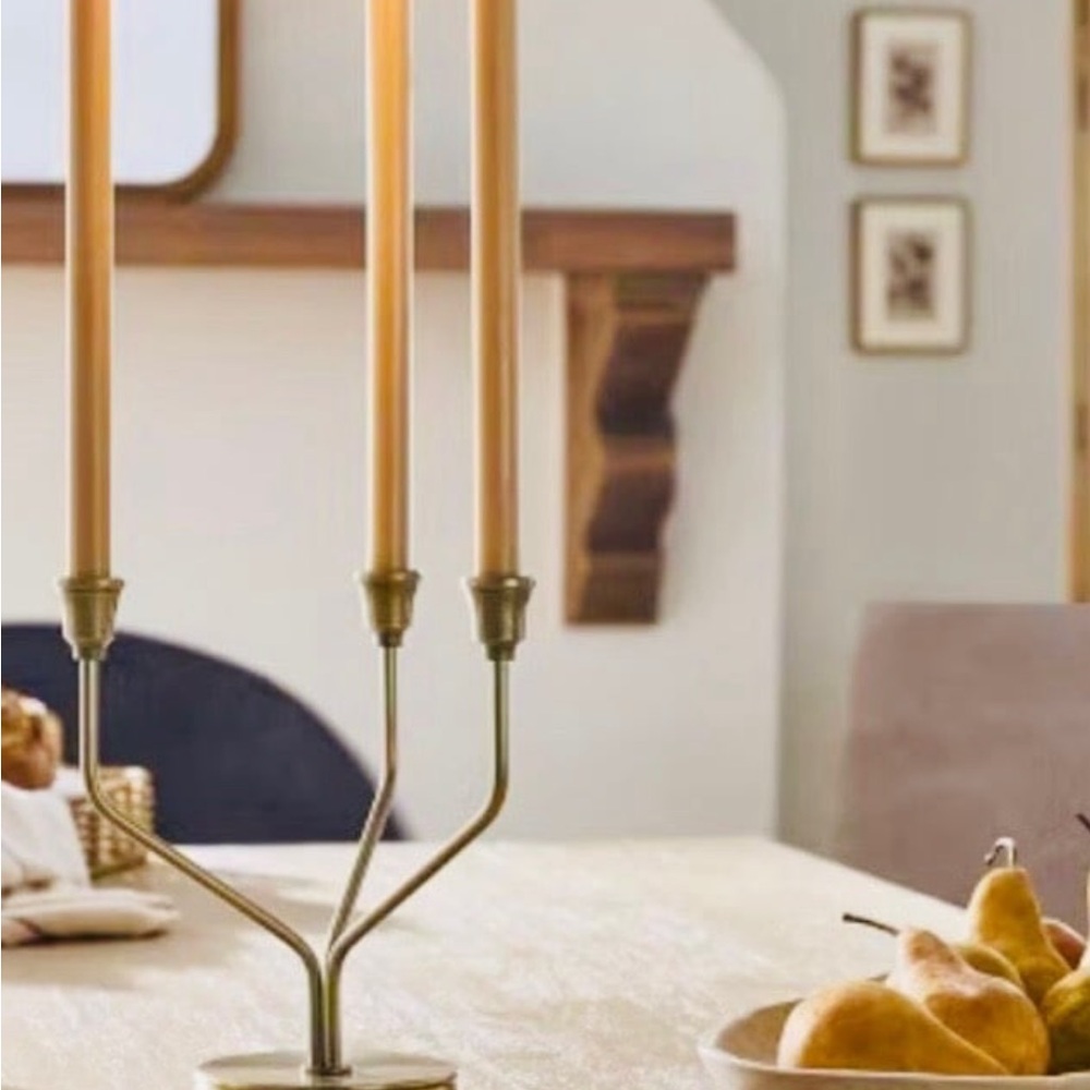 Hearth & Hand Gold Candle Holder with Cream Candles